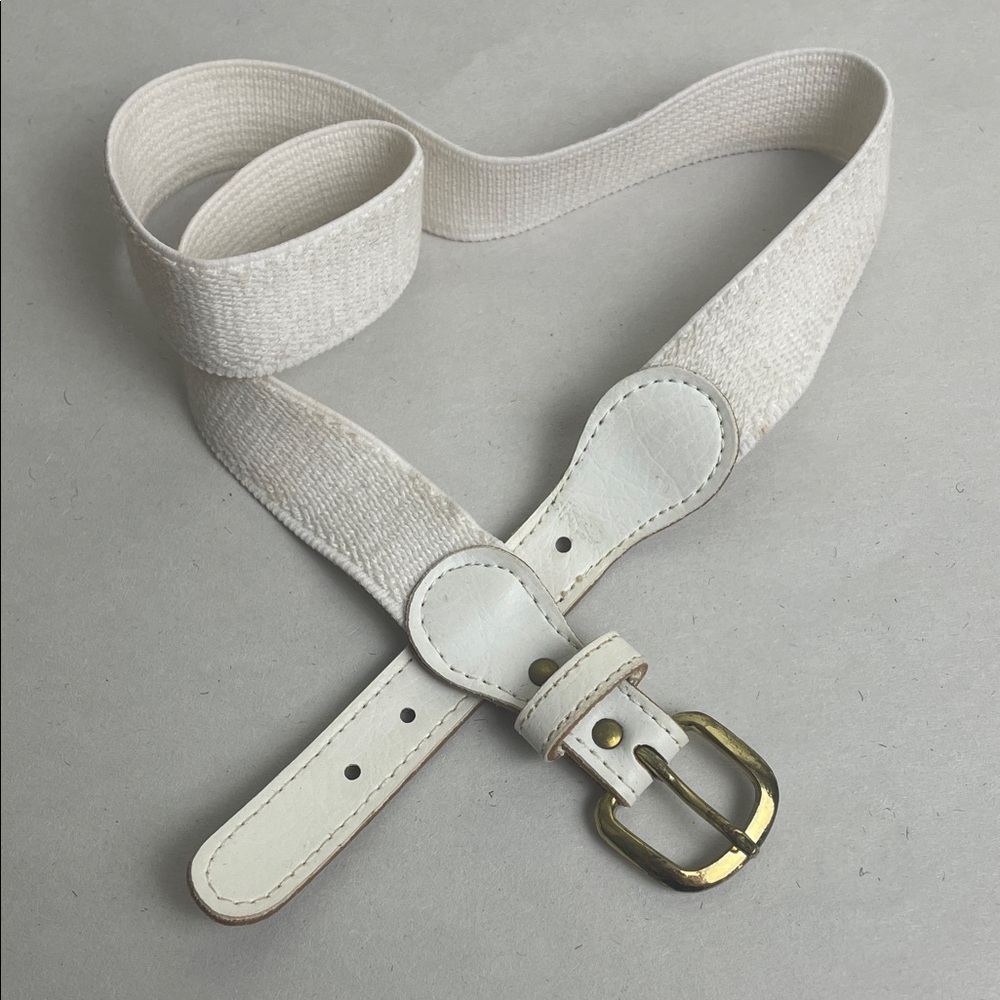 Vintage Belt White Leather Stretch